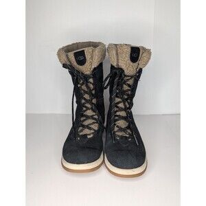 UGG Lakesider Tall Lace Women's 7.5 Waterproof Suede Leather Winter Boots Black